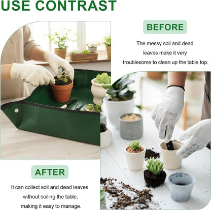 16Pcs Garden Tools, Mini Garden Hand Transplanting Succulent Tools Set, 19.6" Thickened Plant Repotting Mat & Succulent Hand Tools, Plants Transplanting Supplies for Indoor Outdoor Fairy Care, Cactus