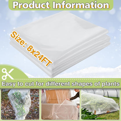 8 x 24 ft Greenhouse Cover Plastic Sheeting for Outdoor Plants