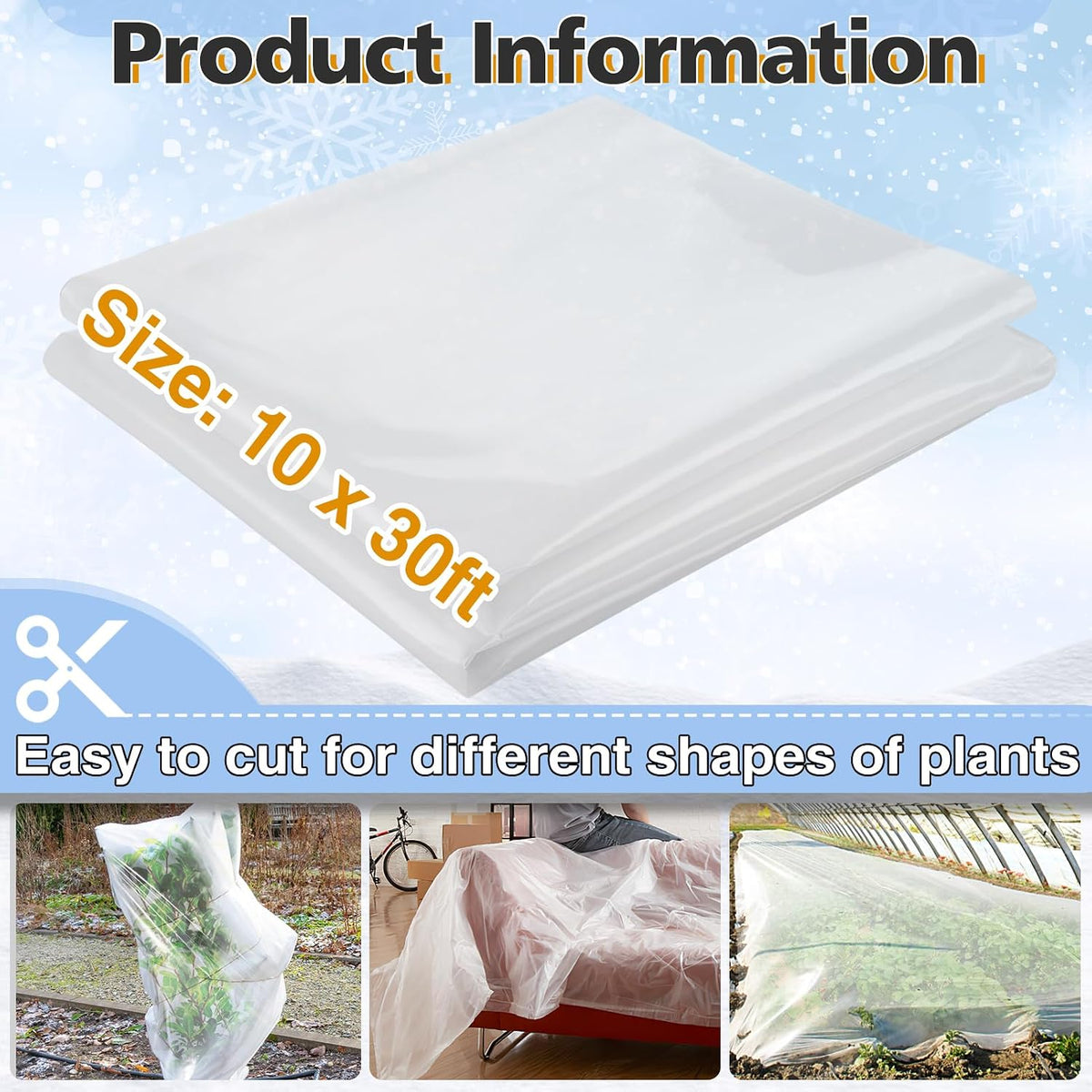 8 x 24 ft Greenhouse Cover Plastic Sheeting for Outdoor Plants