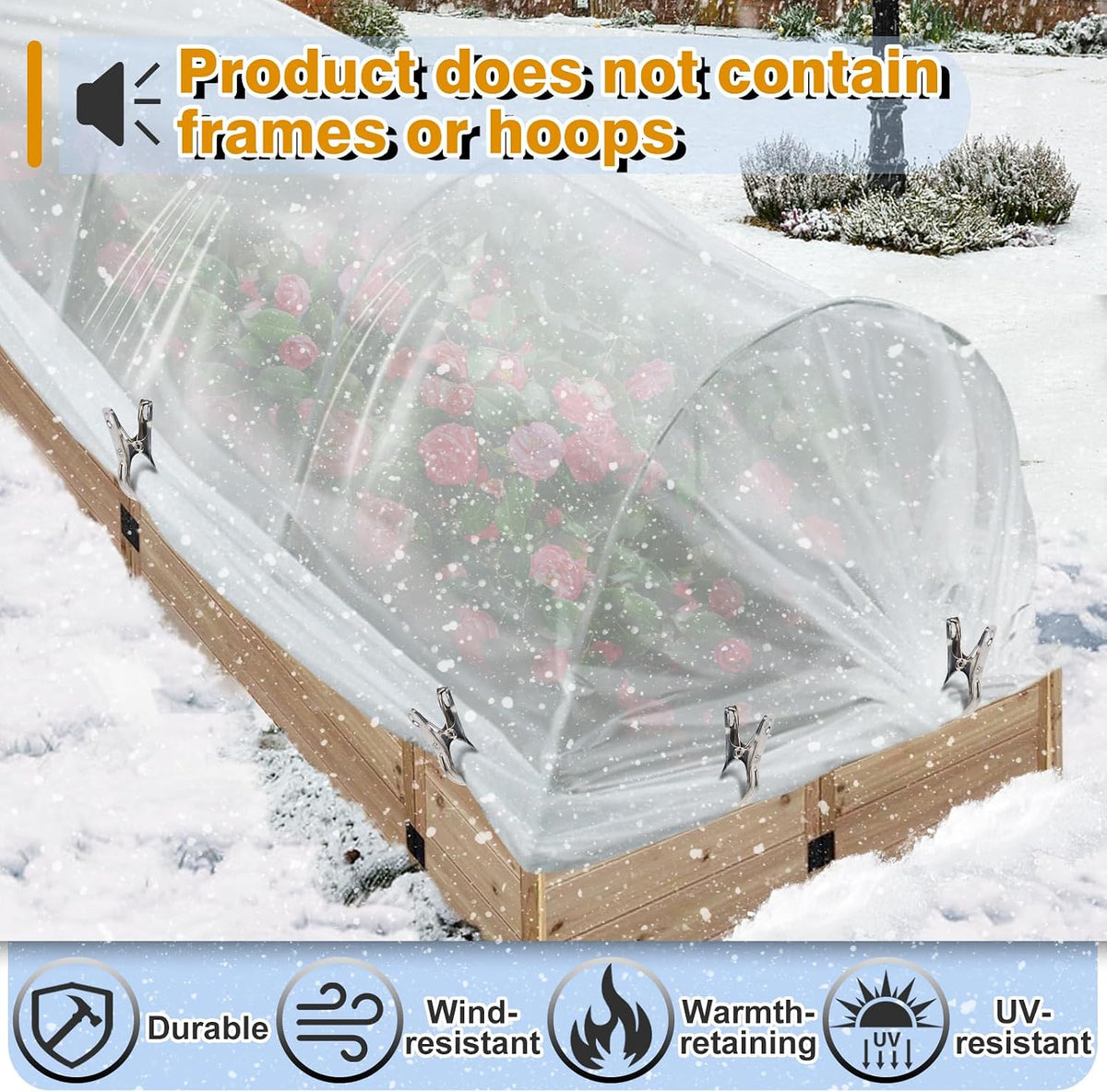 8 x 24 ft Greenhouse Cover Plastic Sheeting for Outdoor Plants