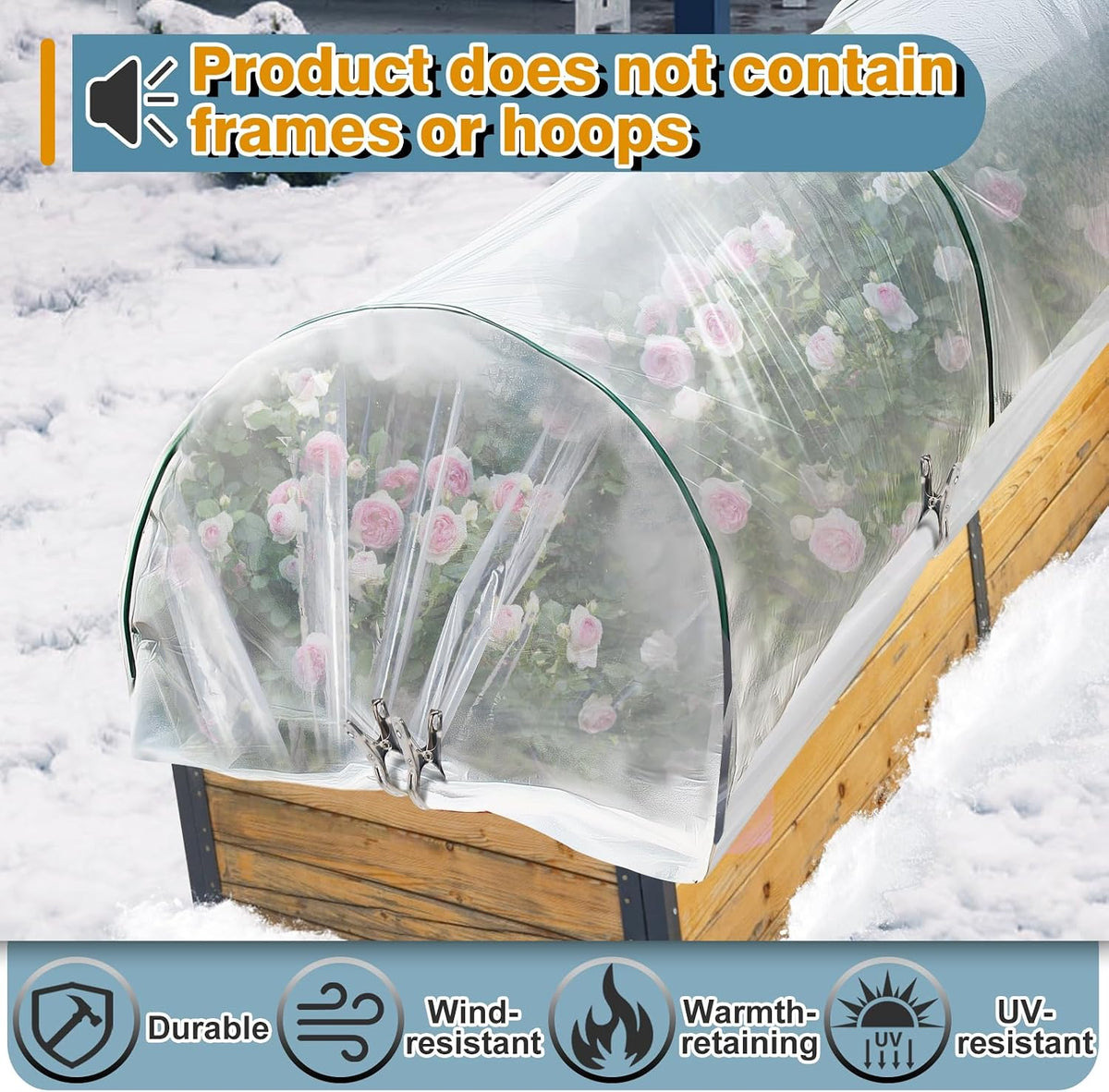 8 x 24 ft Greenhouse Cover Plastic Sheeting for Outdoor Plants