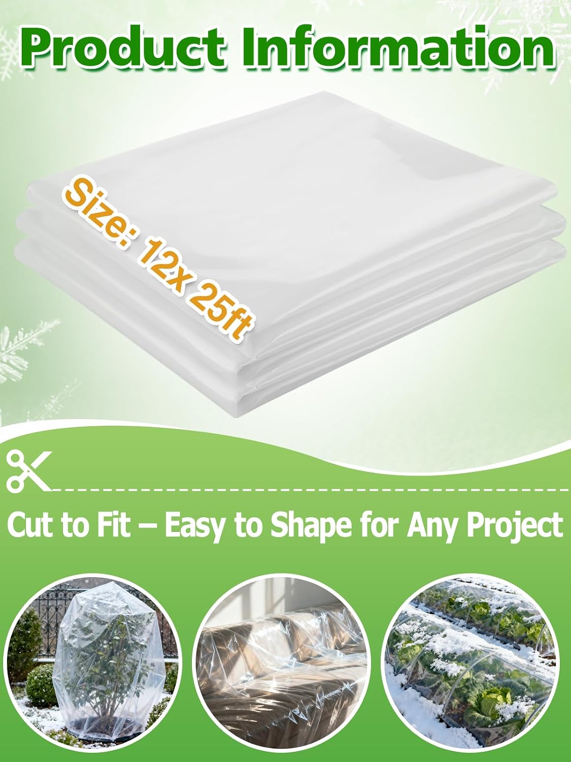 8 x 24 ft Greenhouse Cover Plastic Sheeting for Outdoor Plants