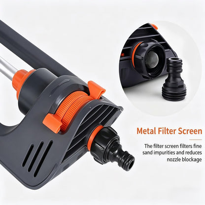 Oscillating Lawn Sprinkler | 19 Brass Nozzles,2100-3300ft Coverage Range,Quick Connect Bundle,Stainless Steel Filters,Jet Cleaning Needle Hidden on the End of the Product