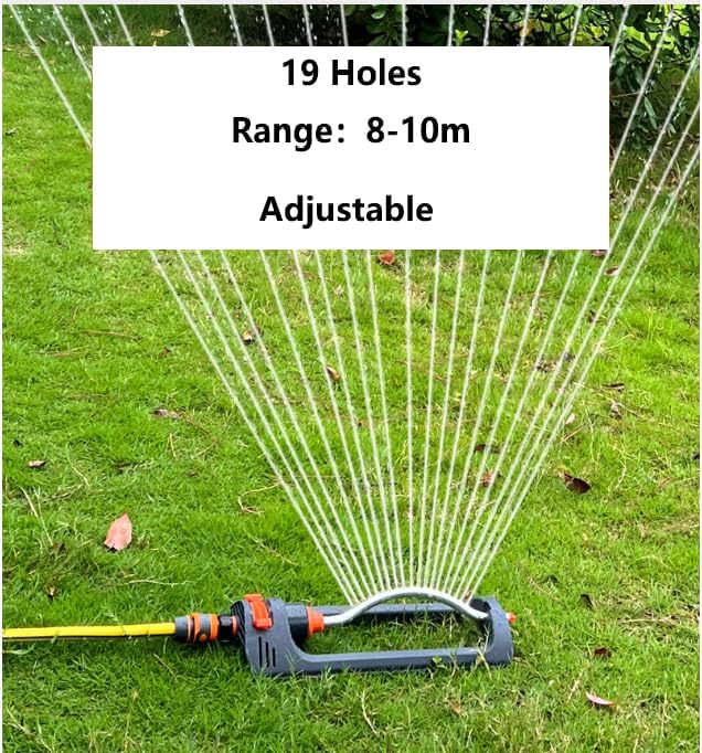 Oscillating Lawn Sprinkler | 19 Brass Nozzles,2100-3300ft Coverage Range,Quick Connect Bundle,Stainless Steel Filters,Jet Cleaning Needle Hidden on the End of the Product