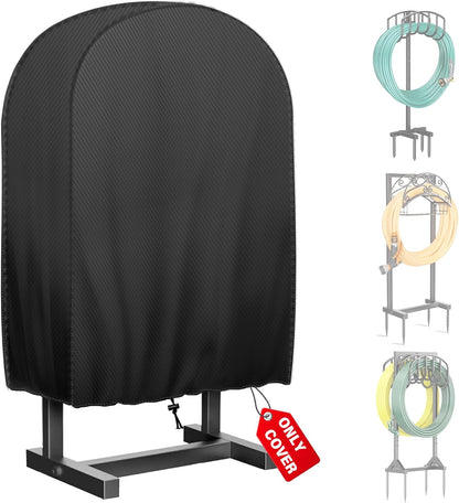 4-Wheel Garden Hose Reel Cart Cover – Weather-Resistant Protective Cover for Outdoor Hose Reels & Carts, Protects Against Sunlight, Rain, Snow, Sandstorms – Black
