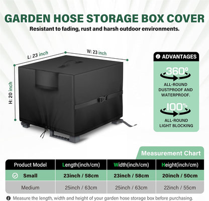 4-Wheel Garden Hose Reel Cart Cover – Weather-Resistant Protective Cover for Outdoor Hose Reels & Carts, Protects Against Sunlight, Rain, Snow, Sandstorms – Black