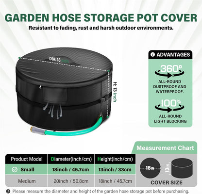 4-Wheel Garden Hose Reel Cart Cover – Weather-Resistant Protective Cover for Outdoor Hose Reels & Carts, Protects Against Sunlight, Rain, Snow, Sandstorms – Black