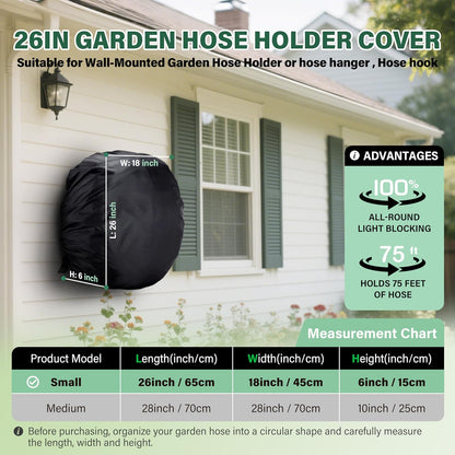 4-Wheel Garden Hose Reel Cart Cover – Weather-Resistant Protective Cover for Outdoor Hose Reels & Carts, Protects Against Sunlight, Rain, Snow, Sandstorms – Black