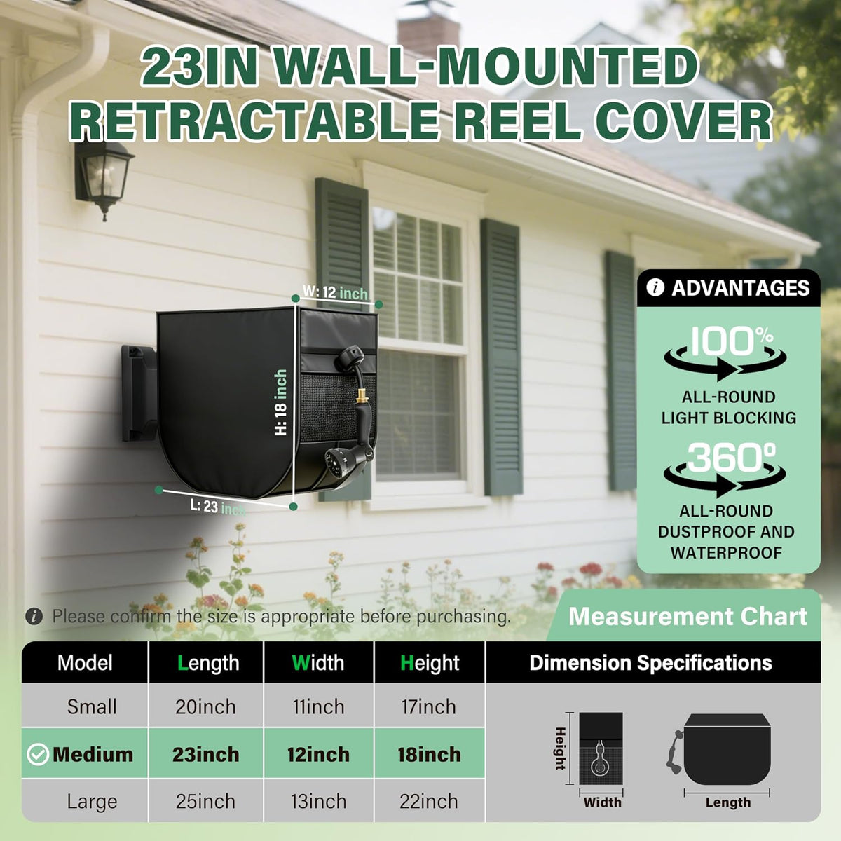 4-Wheel Garden Hose Reel Cart Cover – Weather-Resistant Protective Cover for Outdoor Hose Reels & Carts, Protects Against Sunlight, Rain, Snow, Sandstorms – Black