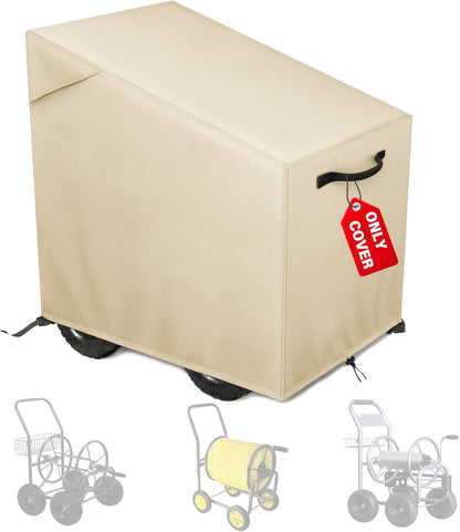 4-Wheel Garden Hose Reel Cart Cover – Weather-Resistant Protective Cover for Outdoor Hose Reels & Carts, Protects Against Sunlight, Rain, Snow, Sandstorms – Black