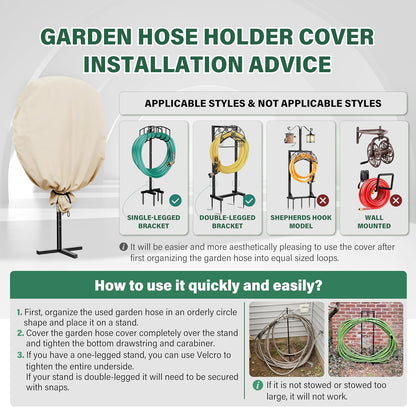 4-Wheel Garden Hose Reel Cart Cover – Weather-Resistant Protective Cover for Outdoor Hose Reels & Carts, Protects Against Sunlight, Rain, Snow, Sandstorms – Black