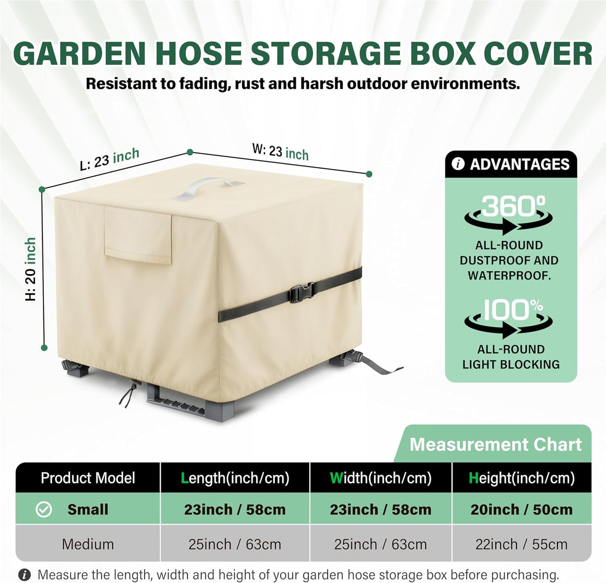 4-Wheel Garden Hose Reel Cart Cover – Weather-Resistant Protective Cover for Outdoor Hose Reels & Carts, Protects Against Sunlight, Rain, Snow, Sandstorms – Black