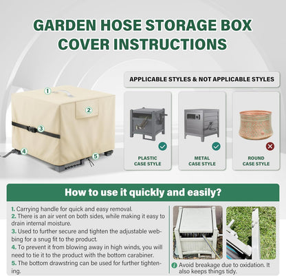 4-Wheel Garden Hose Reel Cart Cover – Weather-Resistant Protective Cover for Outdoor Hose Reels & Carts, Protects Against Sunlight, Rain, Snow, Sandstorms – Black
