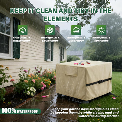 4-Wheel Garden Hose Reel Cart Cover – Weather-Resistant Protective Cover for Outdoor Hose Reels & Carts, Protects Against Sunlight, Rain, Snow, Sandstorms – Black