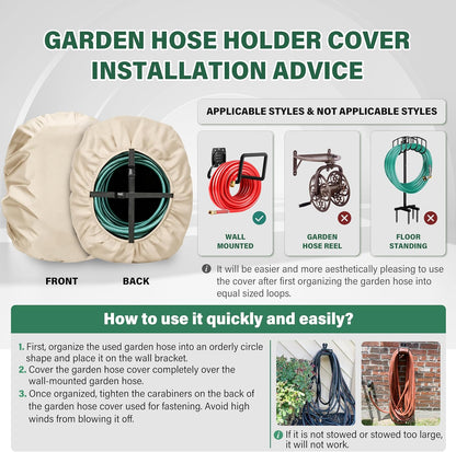 4-Wheel Garden Hose Reel Cart Cover – Weather-Resistant Protective Cover for Outdoor Hose Reels & Carts, Protects Against Sunlight, Rain, Snow, Sandstorms – Black
