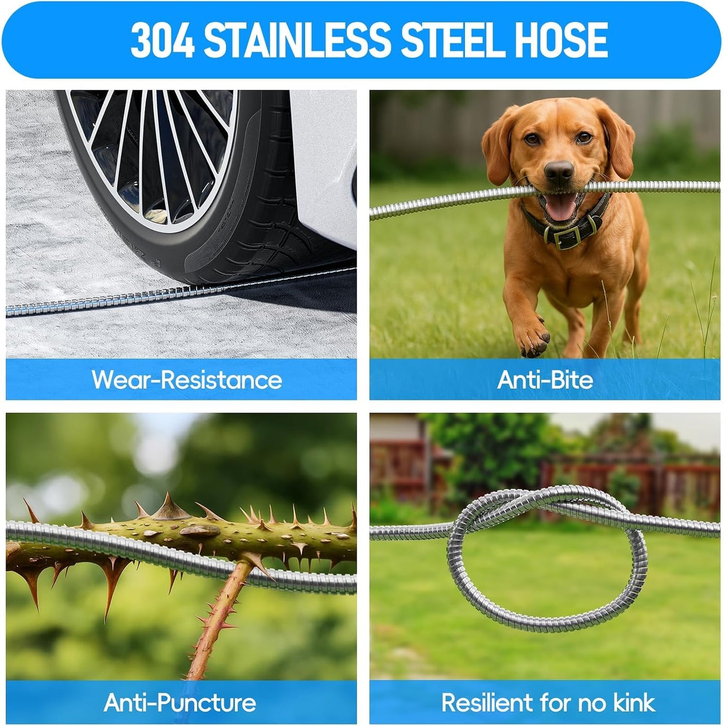 Stainless Steel Garden Hose Reel with 100FT Drinking Water Hose