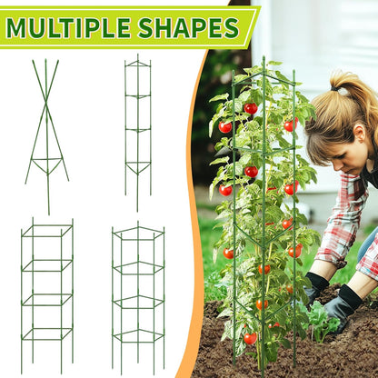 63-Inch Heavy Duty Tomato Cages, 6-Pack Extra Tall Metal Tomato Trellis, Steel Tube Plant Cage for Indeterminate Tomatoes, Cucumbers, Pole Beans – Rust-Proof Coated