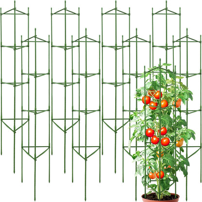 63-Inch Heavy Duty Tomato Cages, 6-Pack Extra Tall Metal Tomato Trellis, Steel Tube Plant Cage for Indeterminate Tomatoes, Cucumbers, Pole Beans – Rust-Proof Coated