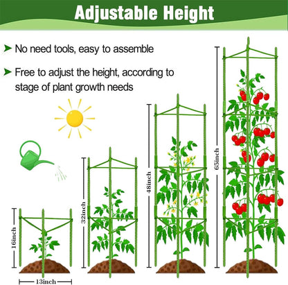 63Inch Tomato Cage for Garden, 4Pack Plant Support Garden Stakes