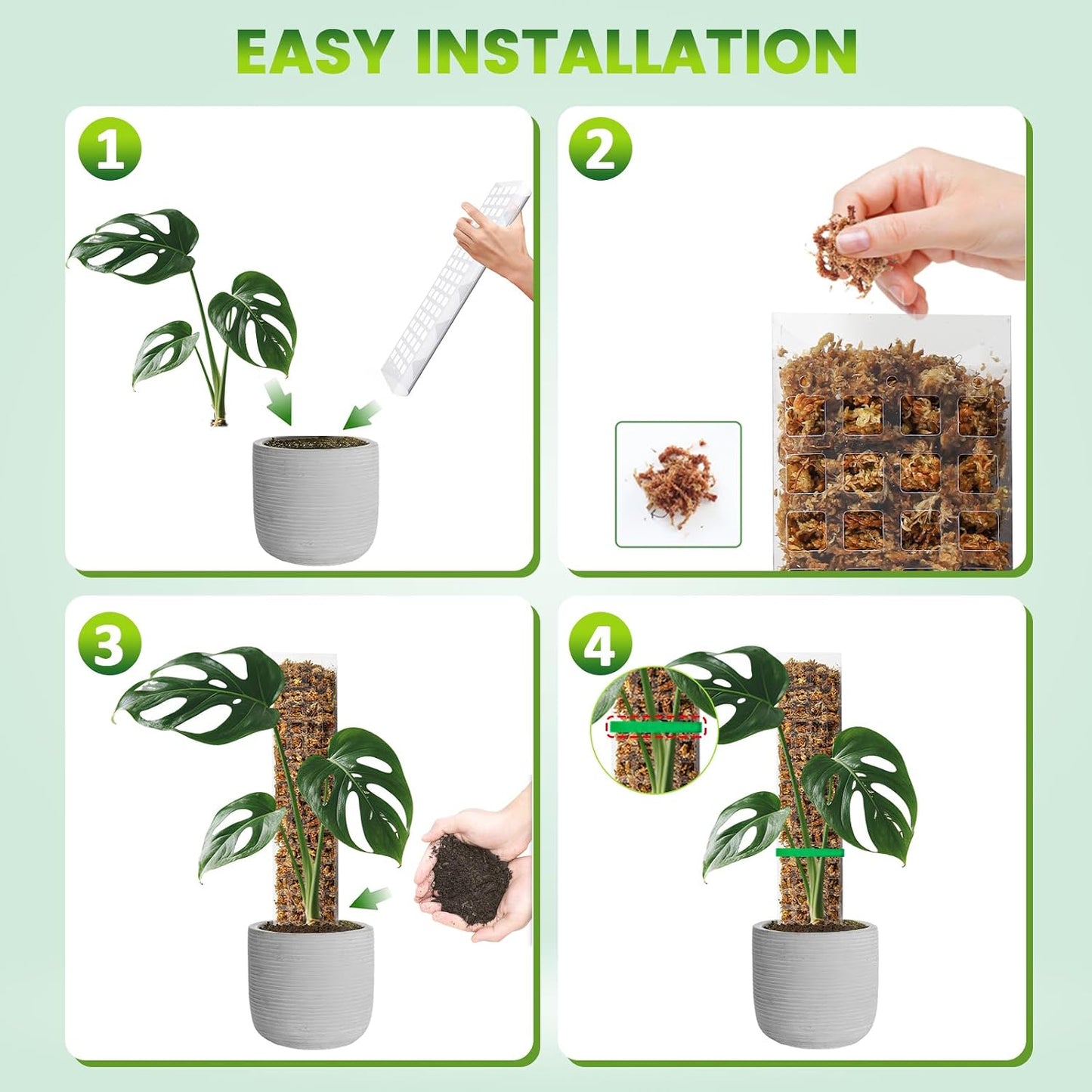 Plastic Moss Pole for Monstera and Climbing Plants, 24-Inch, 4-Pack