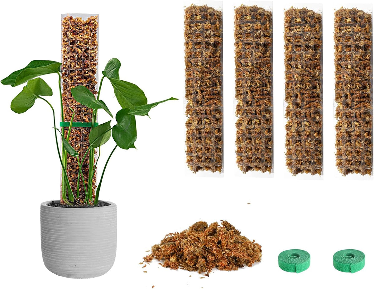 Plastic Moss Pole for Monstera and Climbing Plants, 24-Inch, 4-Pack