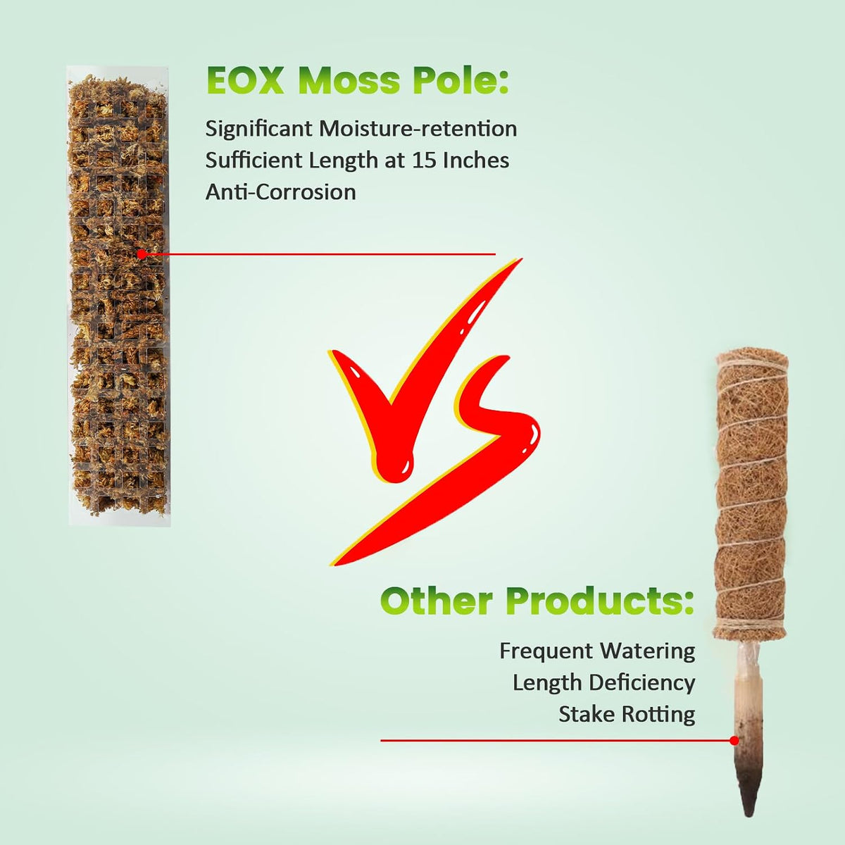 Plastic Moss Pole for Monstera and Climbing Plants, 24-Inch, 4-Pack