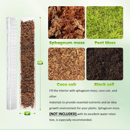 Plastic Moss Pole for Monstera and Climbing Plants, 24-Inch, 4-Pack