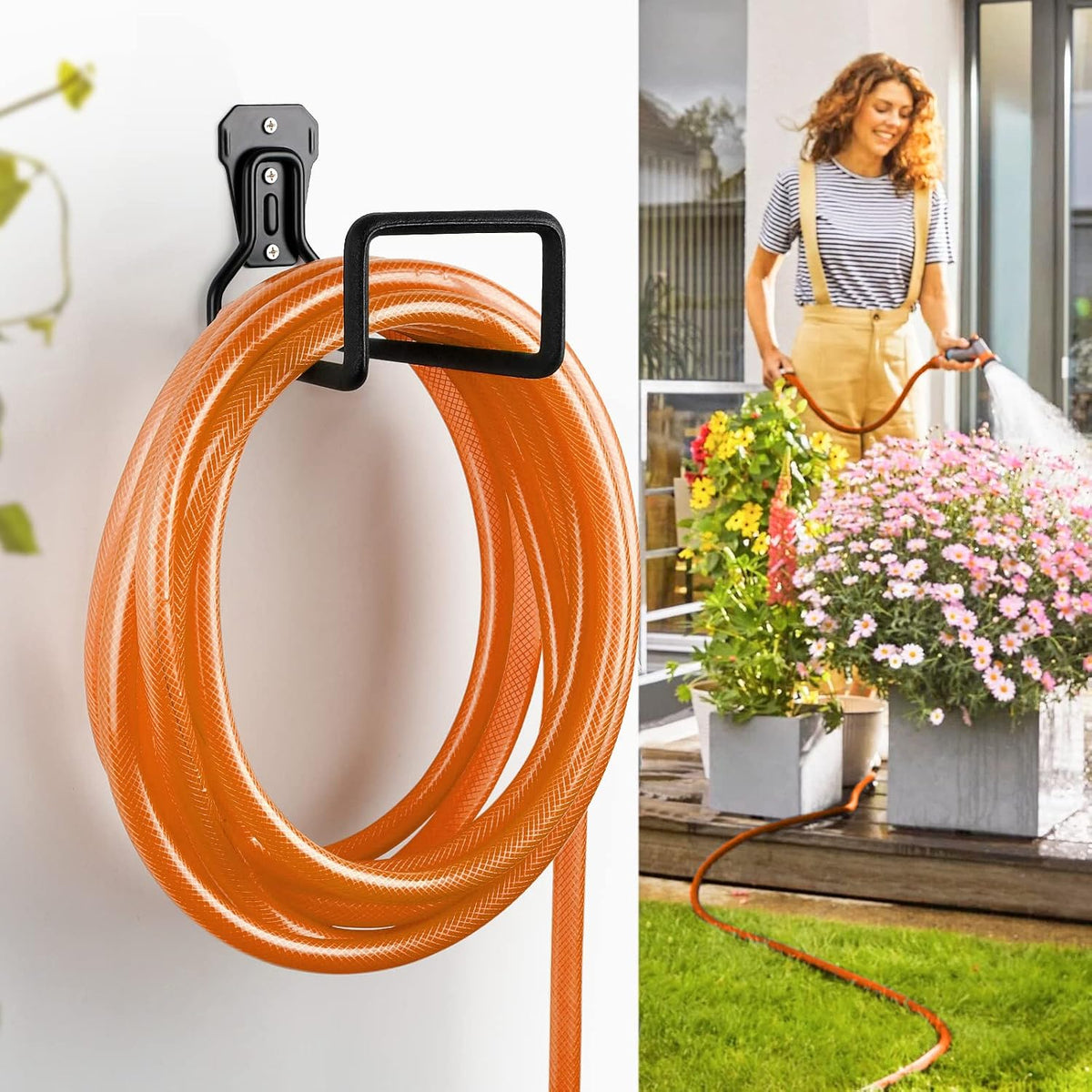Hose Holder Stand Wall Mount, 2Pcs Heavy Duty Garden Hose Hanger Reel
