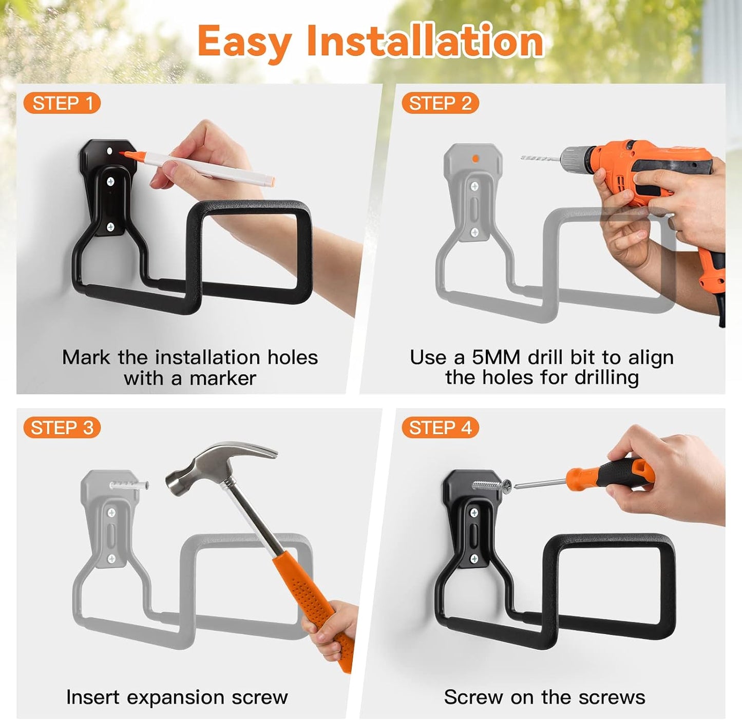Hose Holder Stand Wall Mount, 2Pcs Heavy Duty Garden Hose Hanger Reel