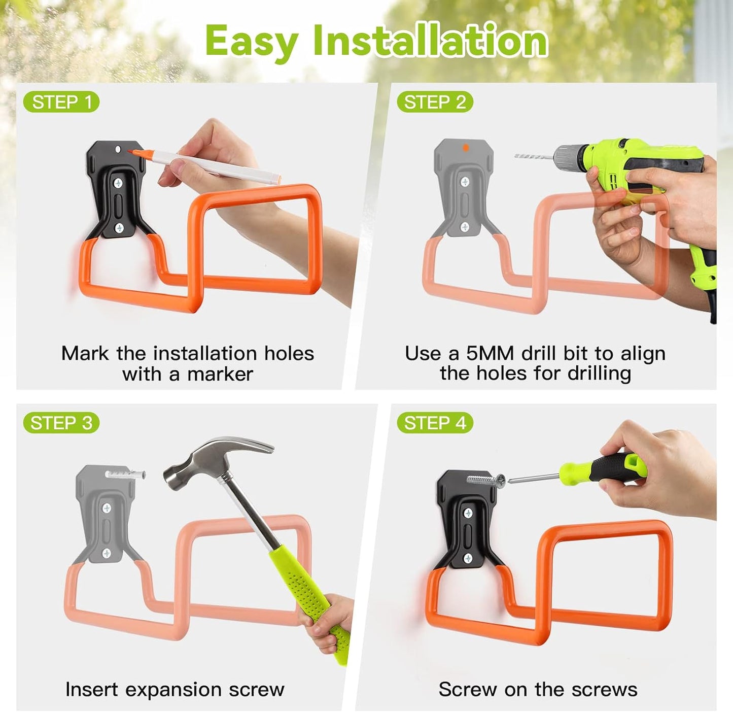 Hose Holder Stand Wall Mount, 2Pcs Heavy Duty Garden Hose Hanger Reel