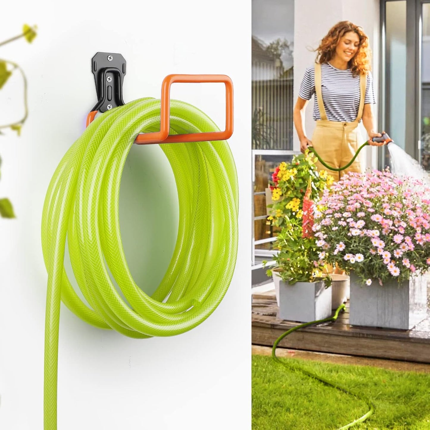 Hose Holder Stand Wall Mount, 2Pcs Heavy Duty Garden Hose Hanger Reel