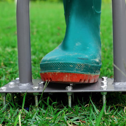 Manual Lawn Aerator Tool with 15 Iron Spikes, Garden Spike Aerator