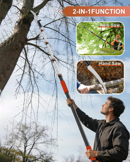18FT Reach Manual Pole Saws for Tree Trimming with 3-12FT Telescoping Extension Pole, Anti-slip Handle, Manual Pruning Pole Saw with 19" 3X Detachable Saw for Forestry, Yard, Garden, Patios