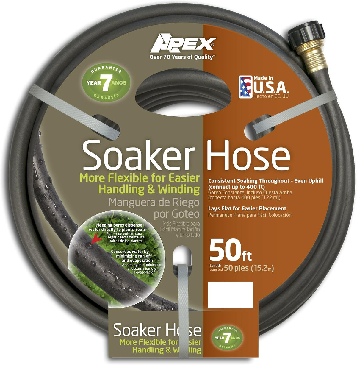 5/8" x 50 Feet Soil Soaker Garden Hose for Garden Beds, Drip Irrigation Outdoor Hose, Flexible Garden Hose for Vegetables and Flower Beds,1060-50 (5/8" x 50ft)