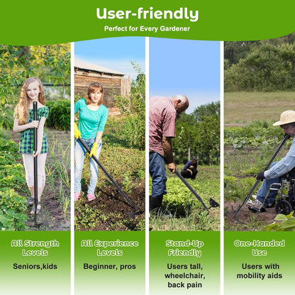 Garden Hoe, 2 in 1 Weeding Hoe and Cultivator Soil Tiller,52" Long Handle, Heavy Duty Hoe Garden Tool for Weeding, Loosening Soil, Cultivating, Gardening