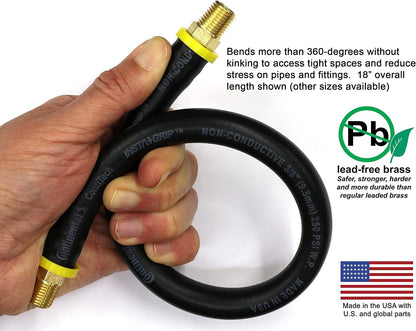 18-inch Short Air Compressor Hose: 1/4" Male NPT To 1/4" Male NPT Connections (Lead-Free Brass)