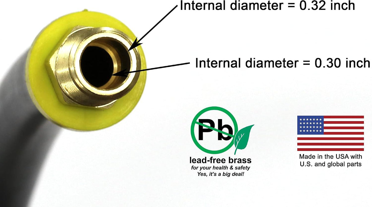 18-inch Short Air Compressor Hose: 1/4" Male NPT To 1/4" Male NPT Connections (Lead-Free Brass)