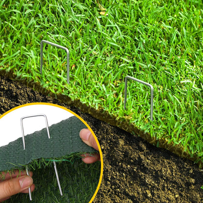 200 Pack Landscape Staples 4 Inches, Galvanized Metal Garden Stakes Landscaping Landscape Fabric Staples Sod Pins for Lawn, Barrier Fabric, Garden Fence, Ground Cover