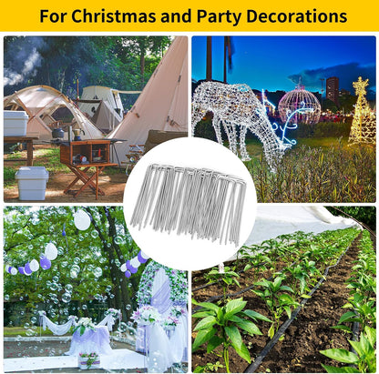 200 Pack Landscape Staples 4 Inches, Galvanized Metal Garden Stakes Landscaping Landscape Fabric Staples Sod Pins for Lawn, Barrier Fabric, Garden Fence, Ground Cover