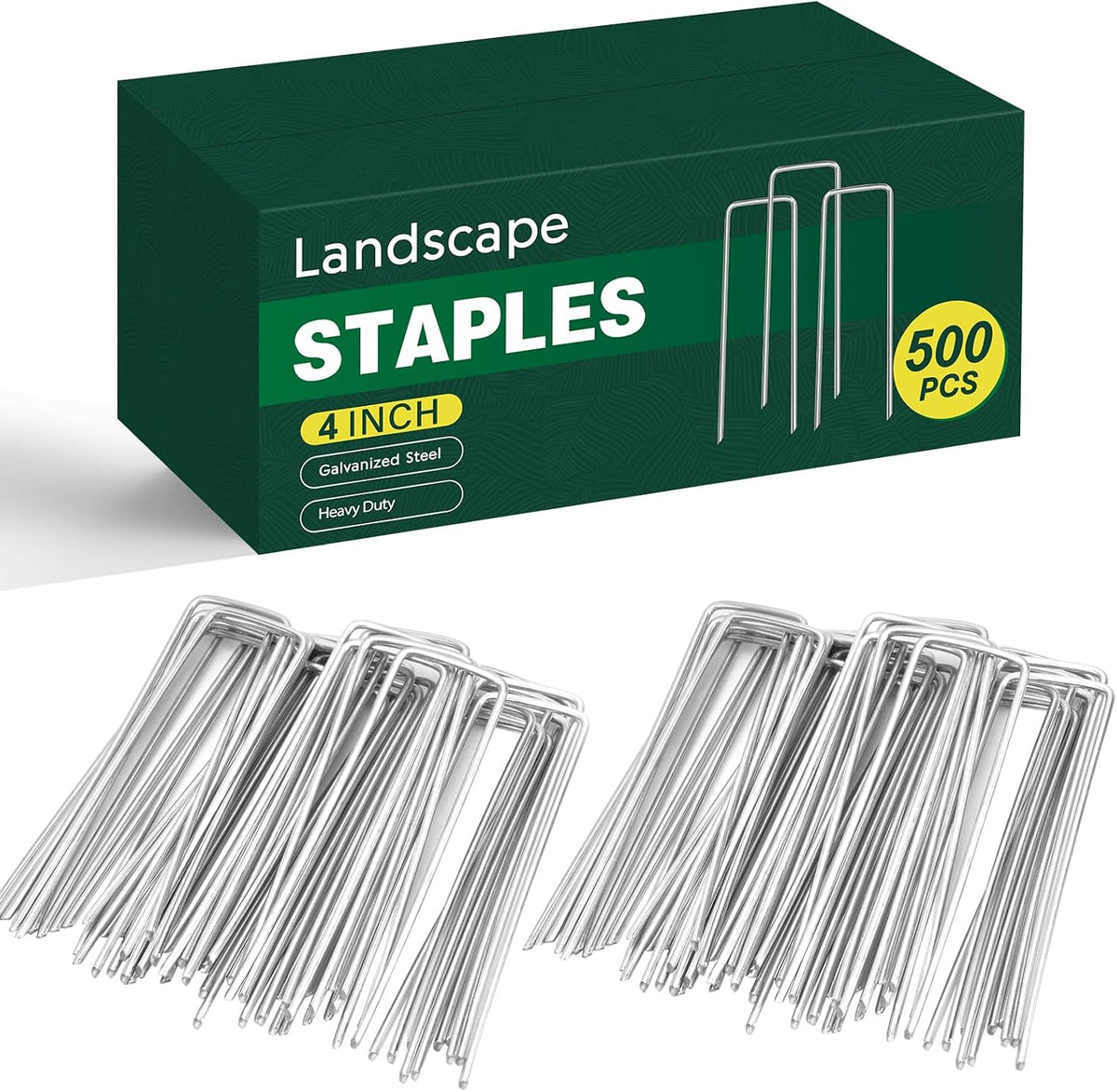 200 Pack Landscape Staples 4 Inches, Galvanized Metal Garden Stakes Landscaping Landscape Fabric Staples Sod Pins for Lawn, Barrier Fabric, Garden Fence, Ground Cover