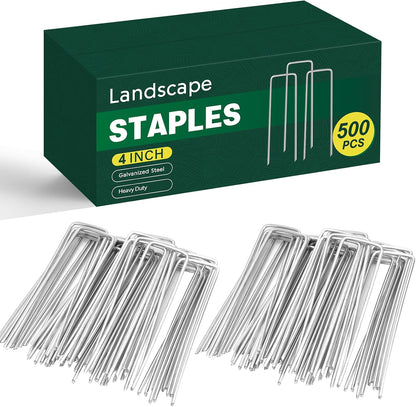 200 Pack Landscape Staples 4 Inches, Galvanized Metal Garden Stakes Landscaping Landscape Fabric Staples Sod Pins for Lawn, Barrier Fabric, Garden Fence, Ground Cover