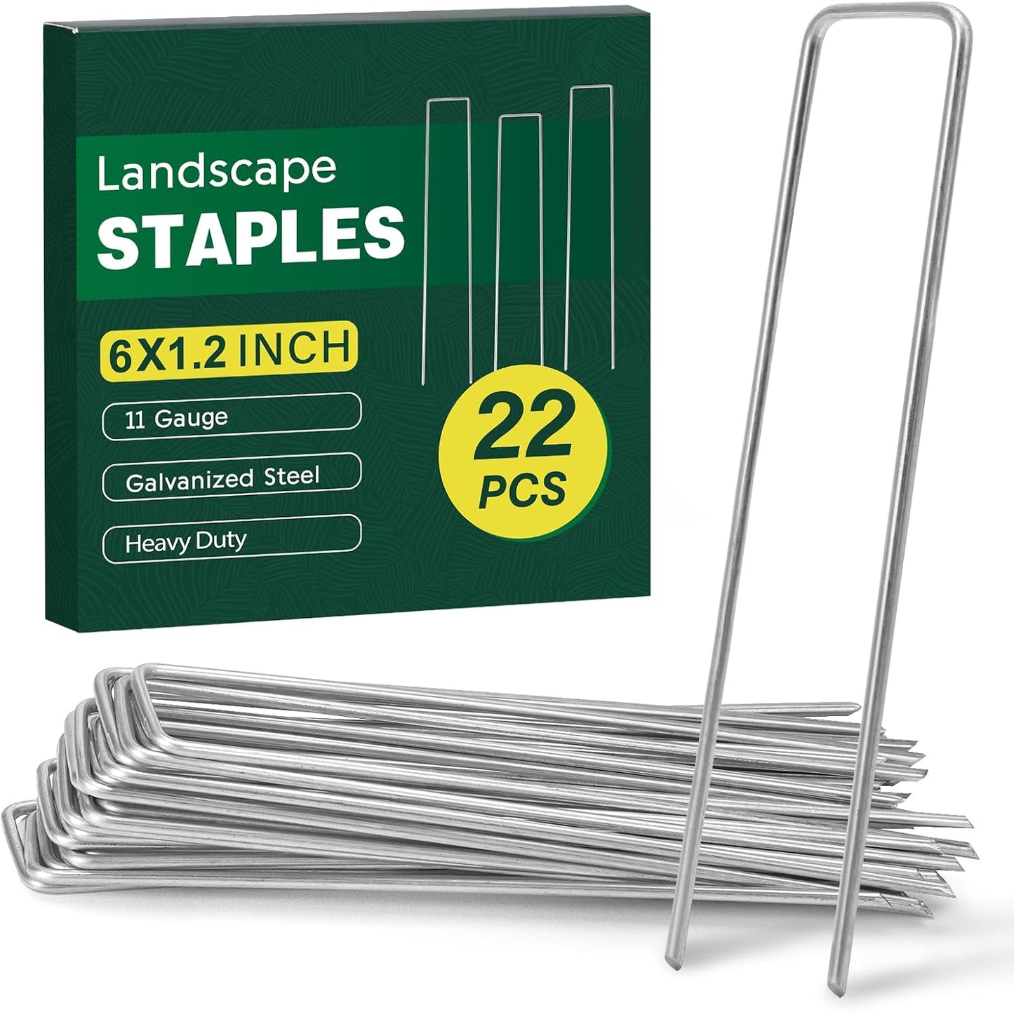 200 Pack Landscape Staples 4 Inches, Galvanized Metal Garden Stakes Landscaping Landscape Fabric Staples Sod Pins for Lawn, Barrier Fabric, Garden Fence, Ground Cover