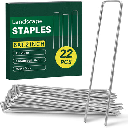 200 Pack Landscape Staples 4 Inches, Galvanized Metal Garden Stakes Landscaping Landscape Fabric Staples Sod Pins for Lawn, Barrier Fabric, Garden Fence, Ground Cover