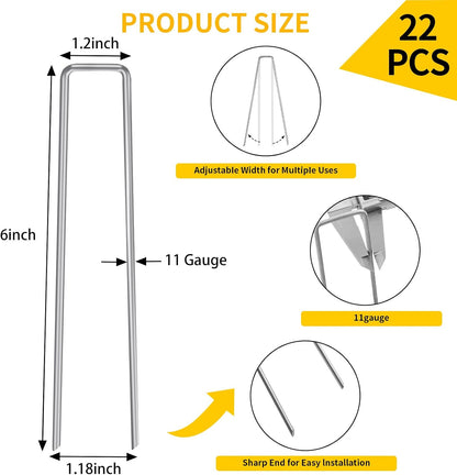 200 Pack Landscape Staples 4 Inches, Galvanized Metal Garden Stakes Landscaping Landscape Fabric Staples Sod Pins for Lawn, Barrier Fabric, Garden Fence, Ground Cover