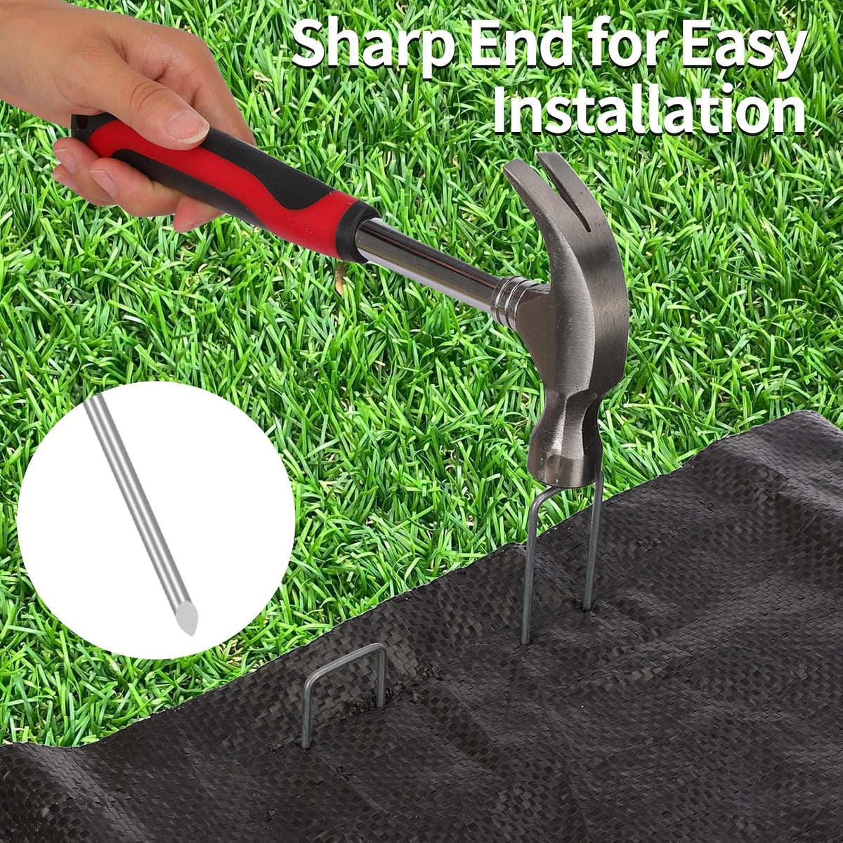 200 Pack Landscape Staples 4 Inches, Galvanized Metal Garden Stakes Landscaping Landscape Fabric Staples Sod Pins for Lawn, Barrier Fabric, Garden Fence, Ground Cover