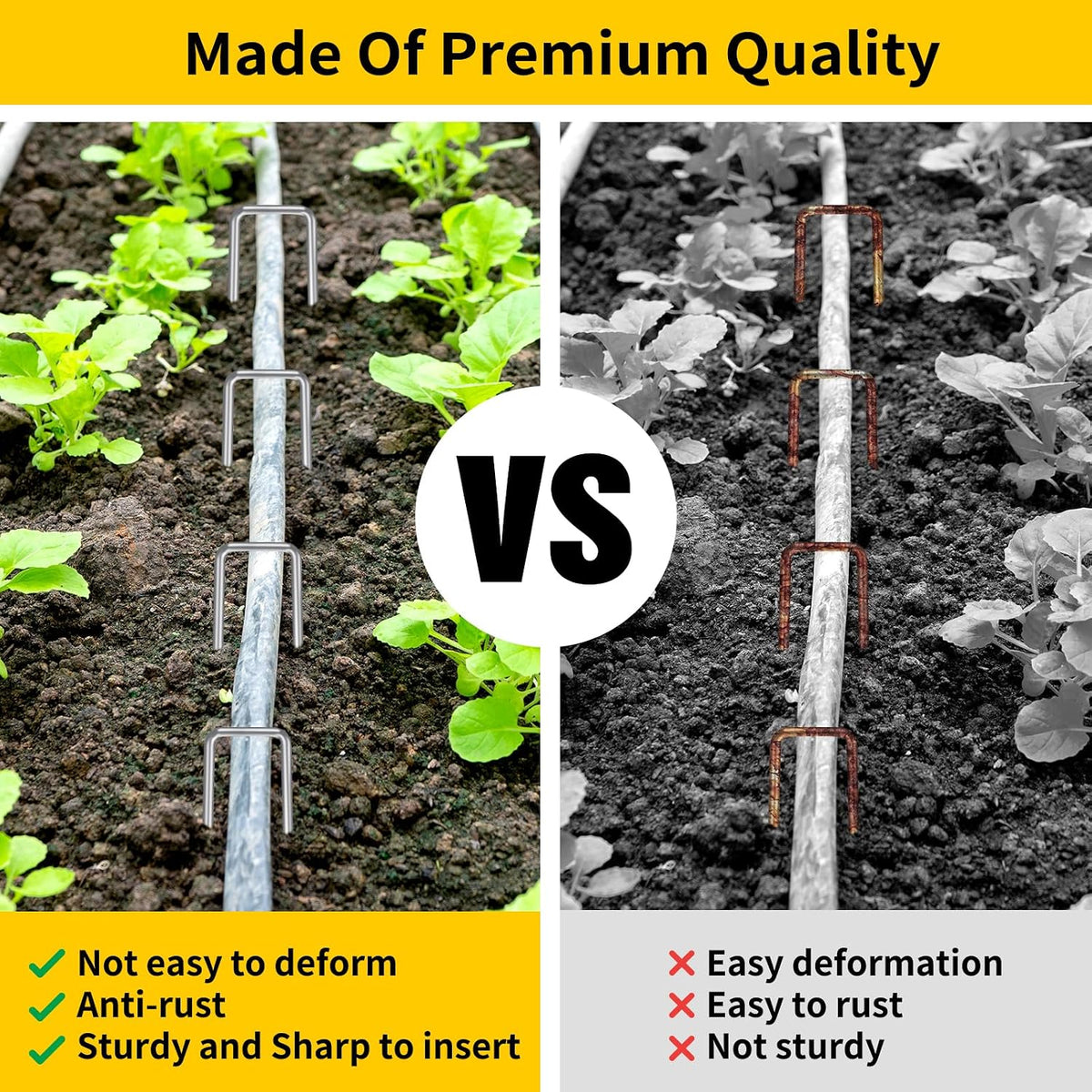 200 Pack Landscape Staples 4 Inches, Galvanized Metal Garden Stakes Landscaping Landscape Fabric Staples Sod Pins for Lawn, Barrier Fabric, Garden Fence, Ground Cover