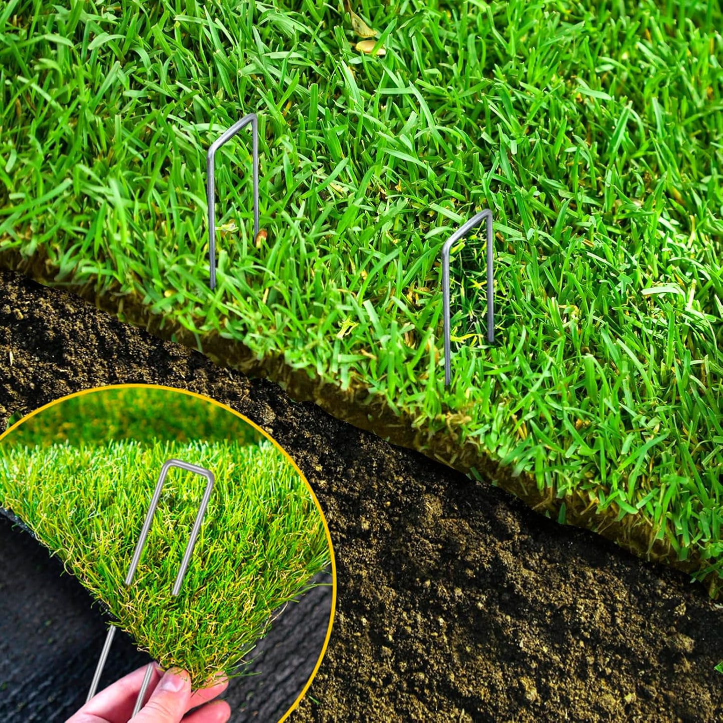 200 Pack Landscape Staples 4 Inches, Galvanized Metal Garden Stakes Landscaping Landscape Fabric Staples Sod Pins for Lawn, Barrier Fabric, Garden Fence, Ground Cover