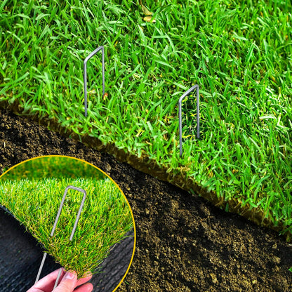 200 Pack Landscape Staples 4 Inches, Galvanized Metal Garden Stakes Landscaping Landscape Fabric Staples Sod Pins for Lawn, Barrier Fabric, Garden Fence, Ground Cover
