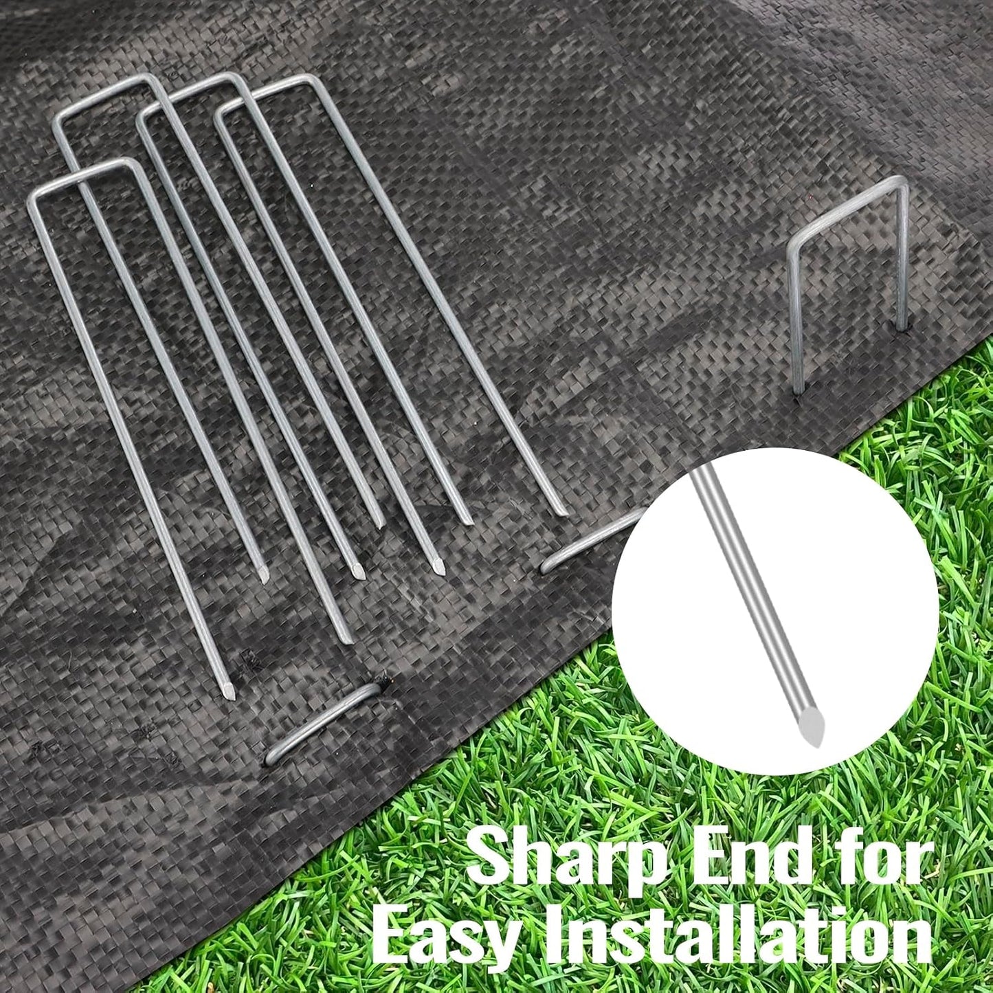 200 Pack Landscape Staples 4 Inches, Galvanized Metal Garden Stakes Landscaping Landscape Fabric Staples Sod Pins for Lawn, Barrier Fabric, Garden Fence, Ground Cover
