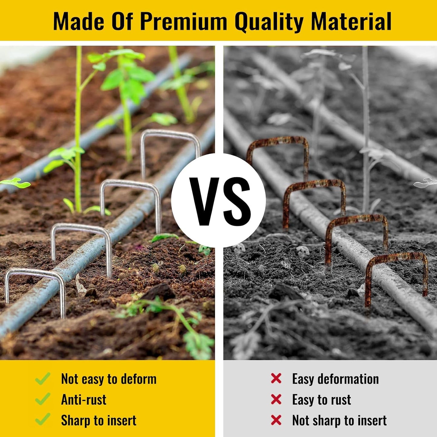 200 Pack Landscape Staples 4 Inches, Galvanized Metal Garden Stakes Landscaping Landscape Fabric Staples Sod Pins for Lawn, Barrier Fabric, Garden Fence, Ground Cover